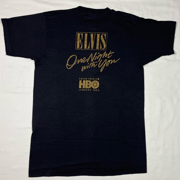 Vtg Elvis Presley Womens T-Shirt Medium 80s HBO One Night With You B3 - Picture 2 of 7